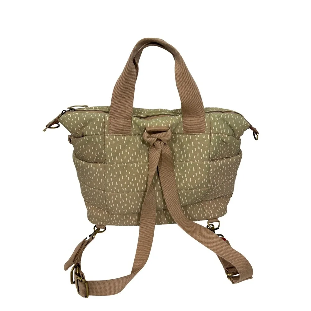 Storksak London Tote Changing Bag Diaper Bag Tan Dash Print V98-657